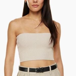 Babaton Sculpt Knit Cropped Tube Top in Taupe